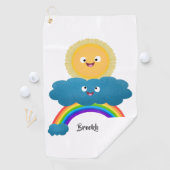 Serviette De Golf Caricature en arc-en-ciel du joyeux nuage de solei (En situation)