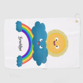 Serviette De Golf Caricature en arc-en-ciel du joyeux nuage de solei (Horizontal)