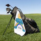 Serviette De Golf Caricature en arc-en-ciel du joyeux nuage de solei (Vert)