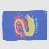 Serviette De Golf Caricature humoristique murène verte (Horizontal)