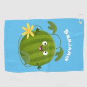 Serviette De Golf Caricature joli et souriant de pastèque (Horizontal)