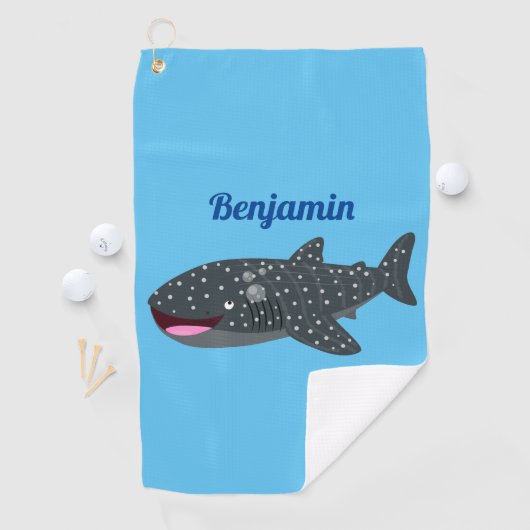 Serviette De Golf Caricature joli requin baleine joyeux (En situation)