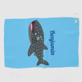 Serviette De Golf Caricature joli requin baleine joyeux (Horizontal)