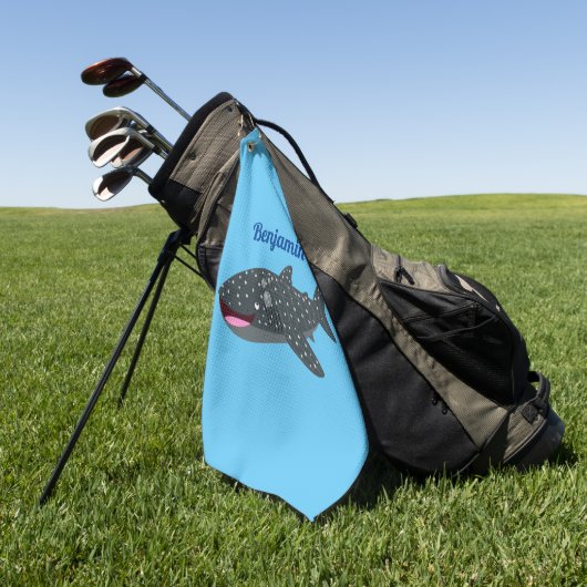 Serviette De Golf Caricature joli requin baleine joyeux (Vert)
