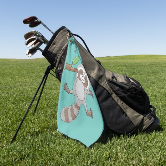 Serviette De Golf Caricature pour bébé au raton laveur joyeux (Vert)