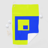 Serviette De Golf Carré jaune et bleu (En situation)