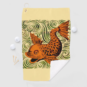 Serviette De Golf Carreau Antique Poisson Art Ancien Art De Morgan
