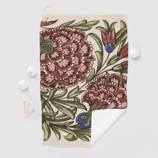 Serviette De Golf Carreau de fleur d'œillet Art antique rustique De (En situation)