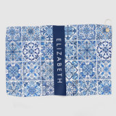 Serviette De Golf Carreaux méditerranéens, Portugais, Azulejo, Votre (Horizontal)