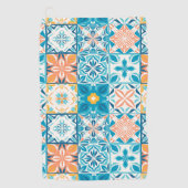 Serviette De Golf Carreaux ornés en bleu et jaune (Devant)