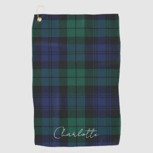 Serviette De Golf Carreaux Rustique Élégant Vert Tartan