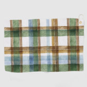 Serviette De Golf Carreaux Vert Marron Bleu Rayures (Horizontal)