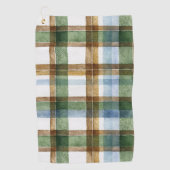 Serviette De Golf Carreaux Vert Marron Bleu Rayures (Devant)