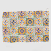 Serviette de golf carrelée Orange-Vert-Bleu (Horizontal)
