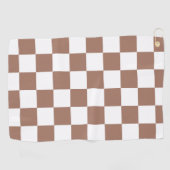 Serviette De Golf Carrés Checker mocha brun blanc géométrique rétro (Horizontal)