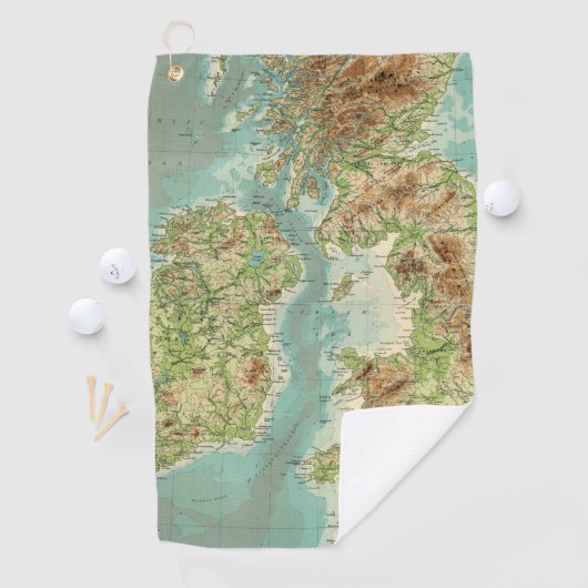 Serviette De Golf Carte bathyorographical d'îles britanniques (En situation)