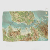 Serviette De Golf Carte bathyorographical d'îles britanniques (Horizontal)