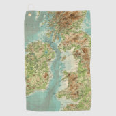 Serviette De Golf Carte bathyorographical d'îles britanniques (Devant)