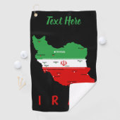 Serviette De Golf Carte de l'Iran avec drapeau et emblème (En situation)