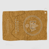 Serviette De Golf Carte de monogramme de corde nautique Marron (Horizontal)