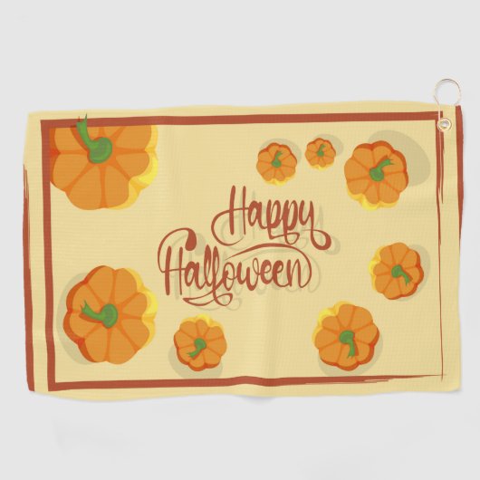 Serviette De Golf Carte de voeux encadrée Happy Halloween typographi (Horizontal)