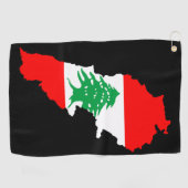 Serviette De Golf Carte du Liban avec aimant en pierre de drapeau (Horizontal)