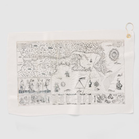 Serviette De Golf Carte Française Canada (Québec) par Champlain 1612 (Horizontal)