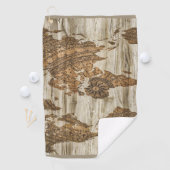 Serviette De Golf Carte marron du monde imprimée (En situation)