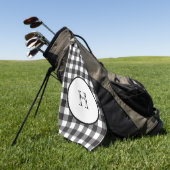 Serviette De Golf Carte monographique personnalisée en noir et blanc (Vert)