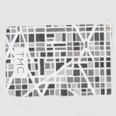 Serviette De Golf Carte urbaine moderne Monogrammes INITIALES Archit (Horizontal)