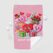 Serviette De Golf Cartoon Heart & Sweet amis valentine's day (En situation)