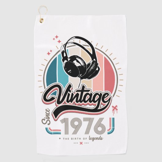 Serviette De Golf Casques vintages depuis 1976 (Devant)