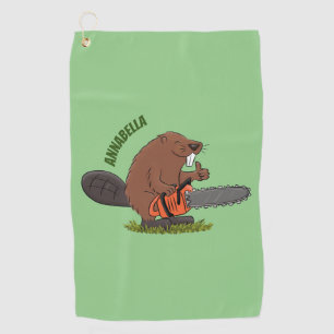 Serviette De Golf Castor drôle avec humour de dessin animé de tronço