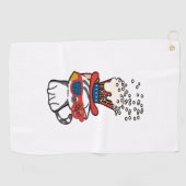 Serviette De Golf Cat Sunglasses Usa Flag (Horizontal)