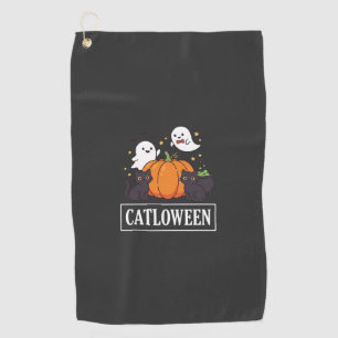 Serviette De Golf Catloween Drôle Chat Halloween Fantôme Citrouille