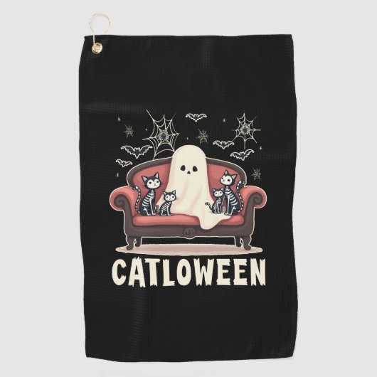 Serviette De Golf Catloween Ghost Halloween (Devant)