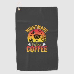 Serviette De Golf Cauchemar de café Halloween avant le café Spooky V