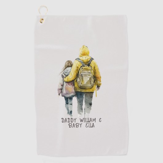 Serviette De Golf Caution père et fille (2) (Devant)