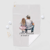 Serviette De Golf Caution père et fille noire (11) (En situation)