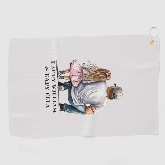 Serviette De Golf Caution père et fille noire (11) (Horizontal)