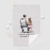 Serviette De Golf Caution père et fille noire (12) (En situation)