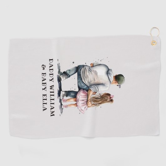 Serviette De Golf Caution père et fille noire (12) (Horizontal)