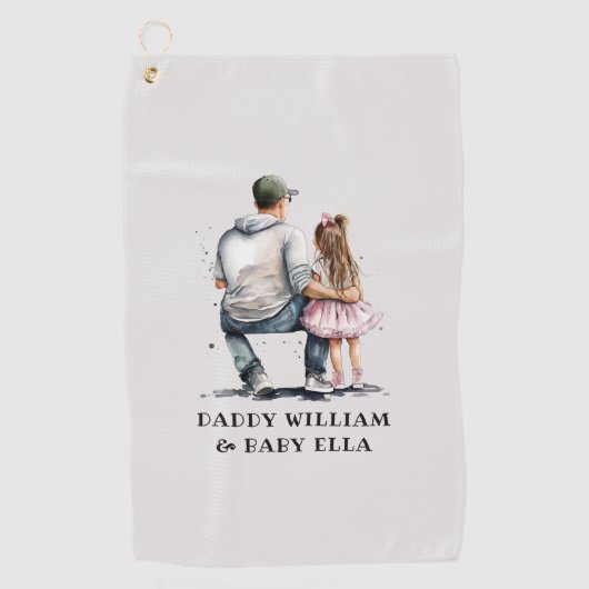 Serviette De Golf Caution père et fille noire (12) (Devant)