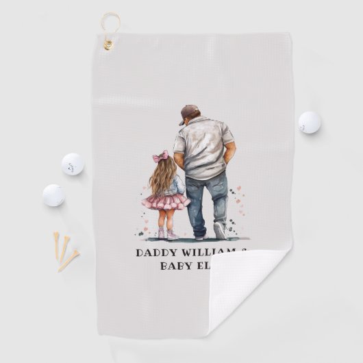 Serviette De Golf Caution père et fille noire (14) (En situation)