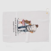 Serviette De Golf Caution père et fille noire (14) (Horizontal)