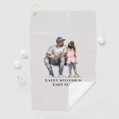 Serviette De Golf Caution père et fille noire (3) (En situation)