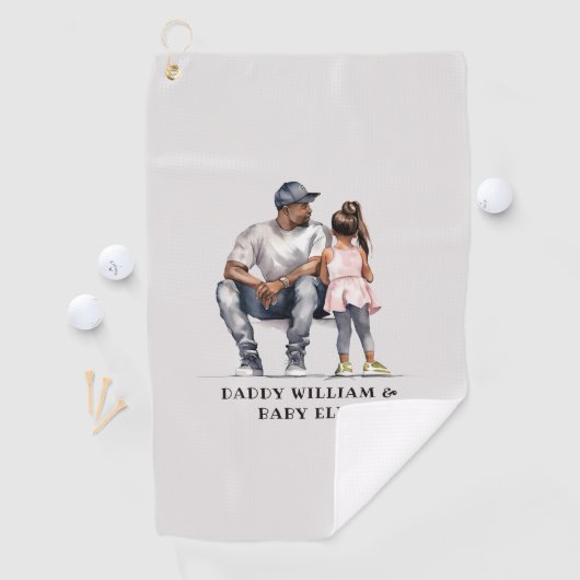 Serviette De Golf Caution père et fille noire (3) (En situation)