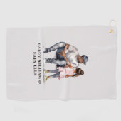 Serviette De Golf Caution père et fille noire (3) (Horizontal)