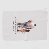 Serviette De Golf Caution père et fille noire (5) (Horizontal)
