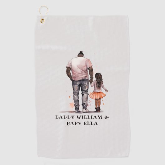 Serviette De Golf Caution père et fille noire (5) (Devant)